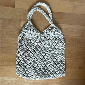 Elegant Cream Macrame Tote Bag